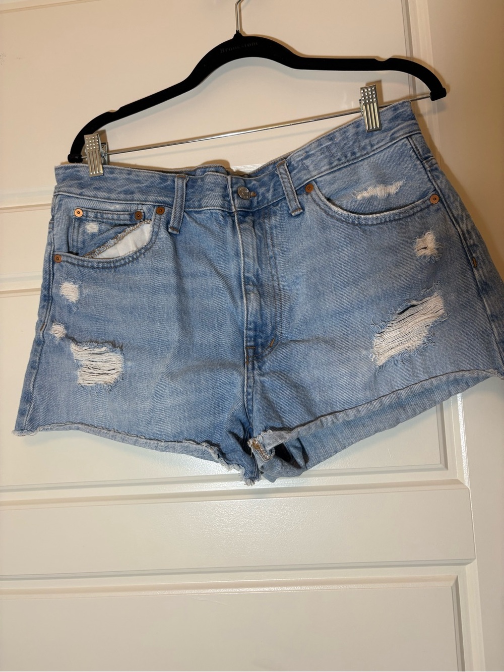 Madewell Light Blue Distressed Denim Cutoff Shorts